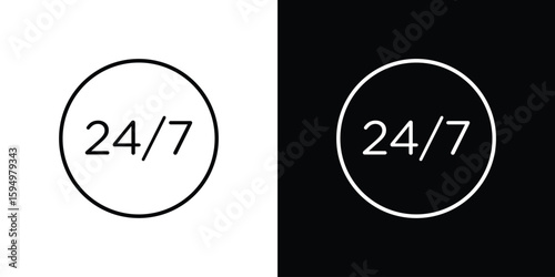 24 7 icon Editable stroke vector pack, suitable for web designs.