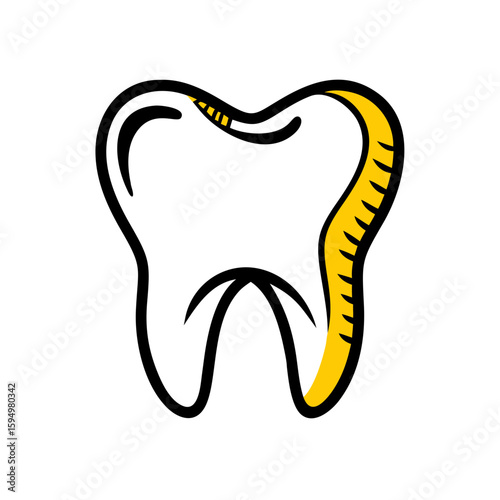 Tooth icon in dental style with yellow accent