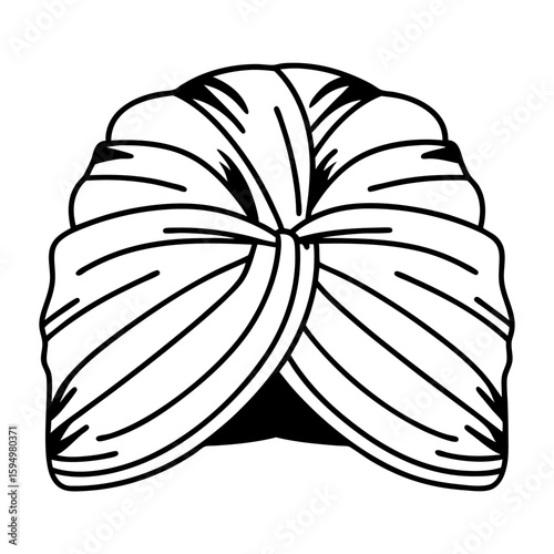 Traditional turban icon in black and white style