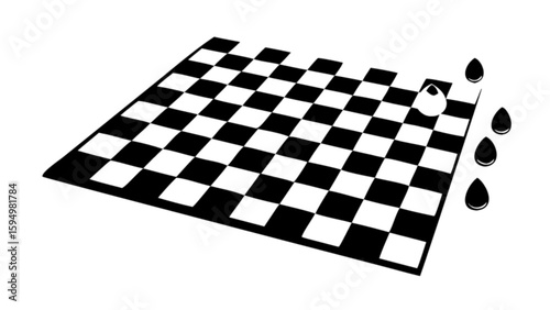 Black and white checkered chess board with chess piece and water drops illustration design vector art
