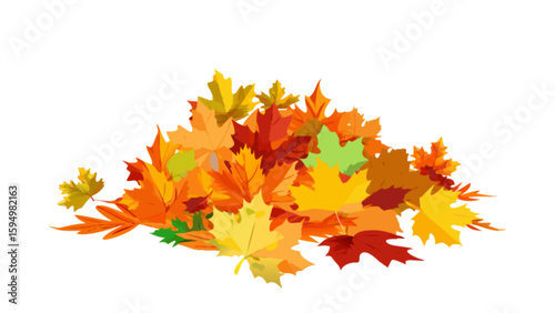 Autumn leaves vector graphic design for fall season with colorful foliage and maple leaf illustration