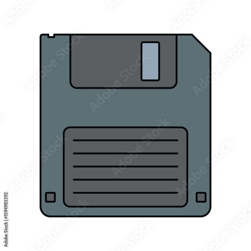 floopy disk lineal color line icon with white background vector stock illustration