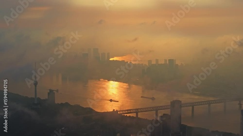 Wuhan city landmark skyline scenery