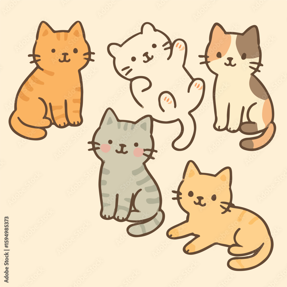 Fototapeta premium cute cat set. Vector