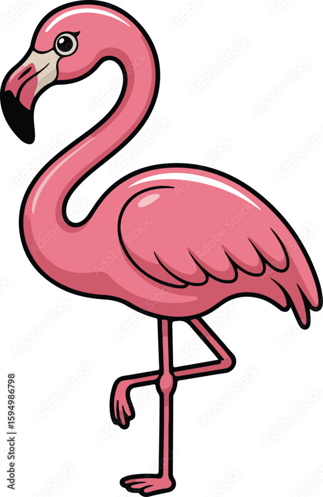 Obraz premium A stunning pink flamingo standing elegantly with one leg up transparent vector png