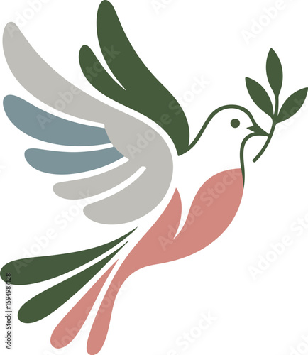 A dove of peace carries a leaf. transparent vector png
