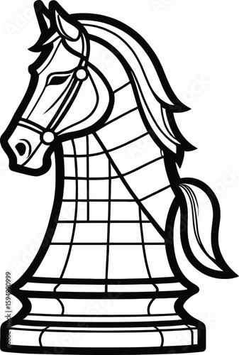 Stylized Chess Knight Bold Graphic Illustration For Strategy Game Designs Educational Materials And Elegant Decorative Elements