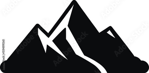 Monochrome Mountain Silhouette Minimalist Icon For Outdoor Adventure Logos Hiking Club Emblems And Environmental Conservation Graphics