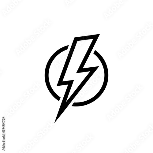Black lightning bolt icon inside a circle