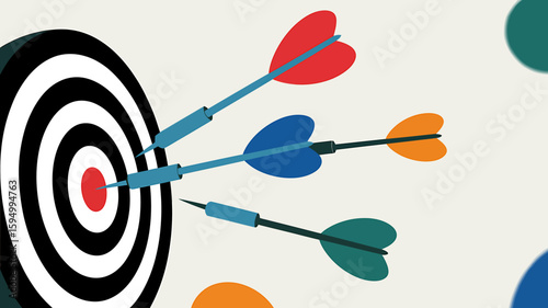 Three darts hitting a target with precision and success