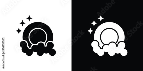 Washing dishes icon concept. silhouette icon.