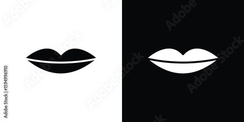 Thin lips icon concept. silhouette icon.