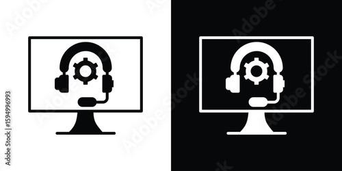 Tech support icon concept. silhouette icon.