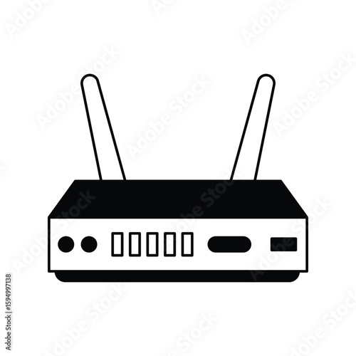 modem glyph outline icon with white background vector stock illustration