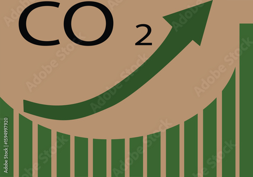 Increasing CO2 emissions into the atmosphere. Environmental pollution. 3D rendering of an increase in air pollution. Chart of carbon emissions. Green planet and ecology  by increasing graph 