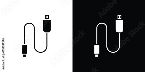 Phone cable icon concept. silhouette icon.