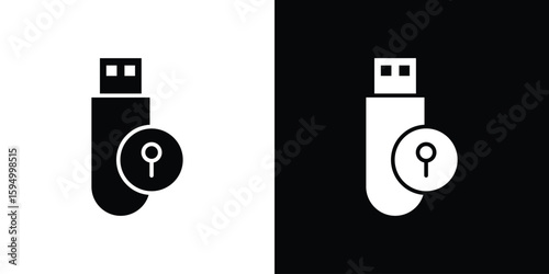 Pendrive security icon concept. silhouette icon.
