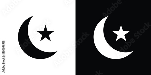 Moon and star icon concept. silhouette icon.