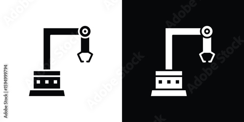 Industrial robot icon concept. silhouette icon.