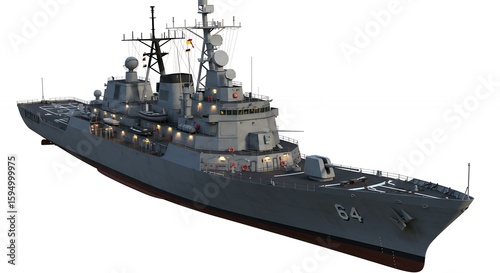 Military warship illustration