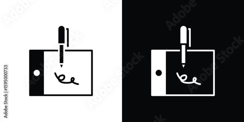 Electronic signature icon concept. silhouette icon.