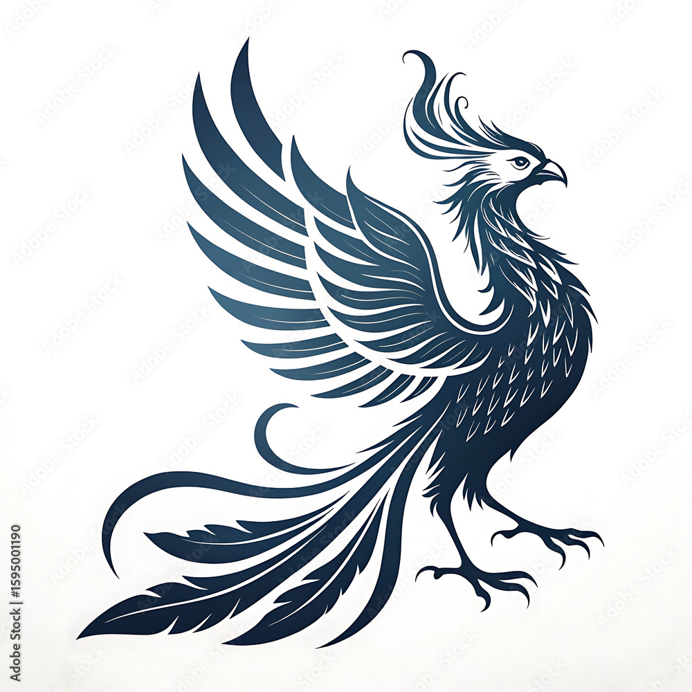 Obraz premium phoenix chicken silhouette vector illustration, logo type silhouette is simple and elegant