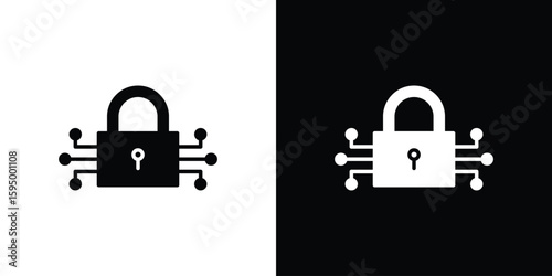 Digital Locked icon concept. silhouette icon.