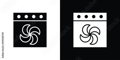Convection turbofan stove icon concept. silhouette icon.