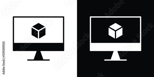 Computer simulation icon concept. silhouette icon.