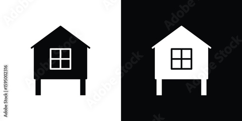 Chicken coop icon concept. silhouette icon.