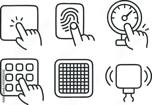 hand drawn cute doodle style isolated touch texture panel touch sensor pad touch fingerprint scanner touch pressure gauge touch tactile touch haptic motor