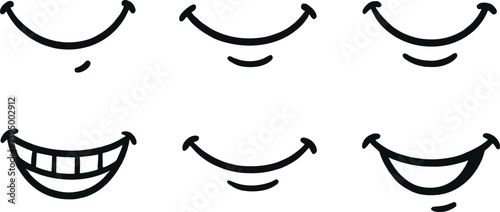 hand drawn cute doodle style isolated curved lip cheek dimple mark upward mouth curve smiling mouth icon grin contour sketch laughter wrinkle