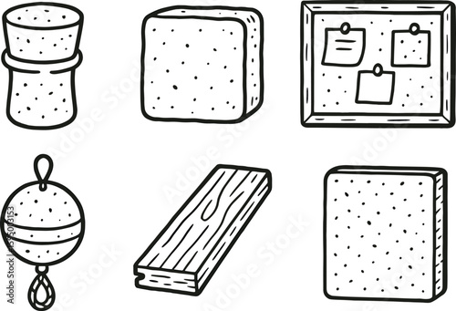 hand drawn cute doodle style isolated cork bottle stopper cork insulation tile cork bulletin board cork float buoy cork flooring plank cork acoustic panel