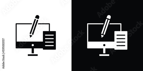 Blended learning icon concept. silhouette icon.