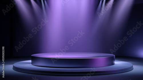 Stage Podium with Purple Spotlights