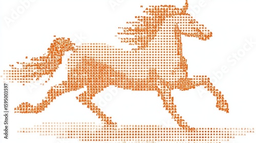 A running horse depicted in a mosaic style.