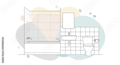 Bathroom with bathtub sink and toilet in modern style