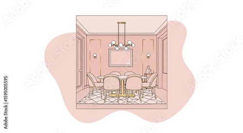 Elegant dining room with chandelier and modern decor