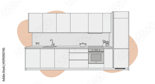 Kitchen cabinet and appliances with neutral background