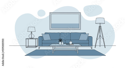 Living room with sofa and modern decor