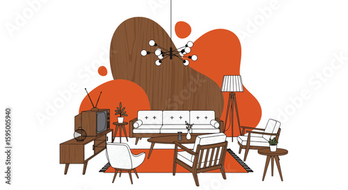 Living room with modern furniture and decorative elements