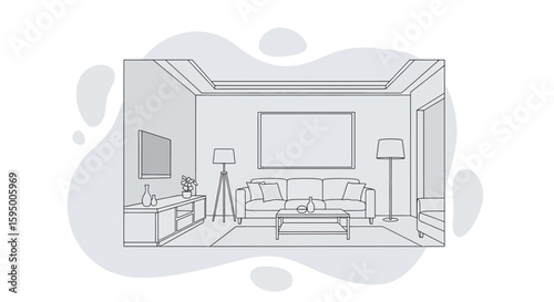 Living room with sofa and side tables