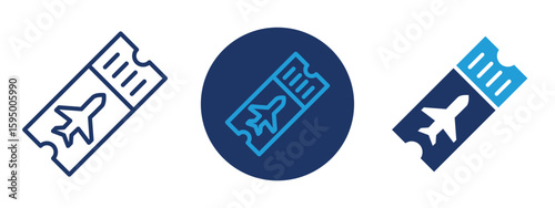 set of pixel perfect colored Boarding Pass icon , 1 Silhouette, 1 Unexpanded, Flight boarding pass ticket icon for travel documents.