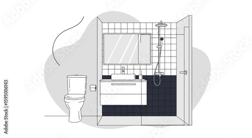 modern bathroom with shower and toilet