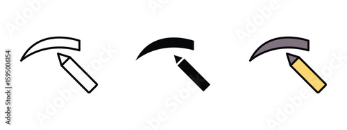set of pixel perfect colored Brow Pencil icon , 1 Silhouette, 1 Unexpanded, Pencil for shaping eyebrows in makeup.