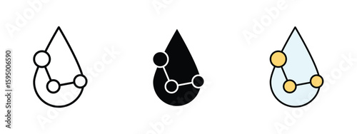 set of pixel perfect colored Collagen icon , 1 Silhouette, 1 Unexpanded, Molecular structure representing skin collagen support.