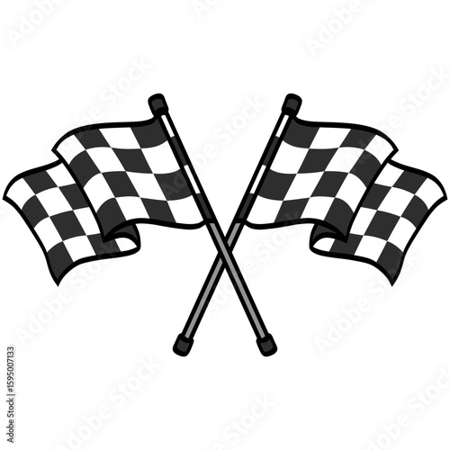 Race Flag Checkered Crossed Waving Illustration Vector