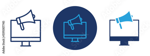 set of pixel perfect colored digital marketing icon , 1 Silhouette, 1 Unexpanded, Symbol of online or digital marketing strategies.