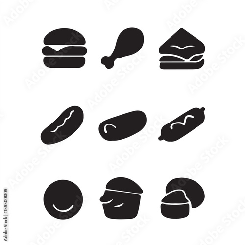 Fast food icon set