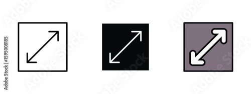set of pixel perfect colored expand icon , 1 Silhouette, 1 Unexpanded, Expand arrows pointing outward.
